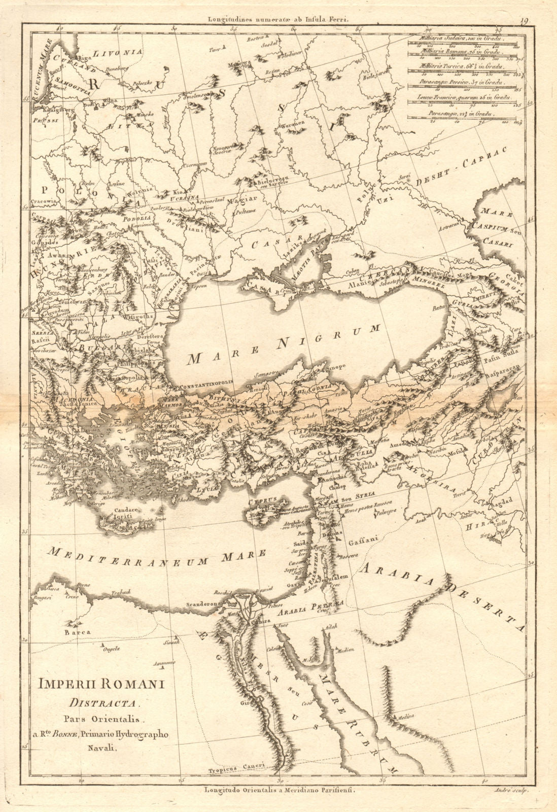 Imperii Romani Distracta pars Orientalis. Roman Empire, eastern. BONNE 1787 map